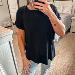 a.n.a. Black Crewneck Basic Short Sleeve Pocket Tee Size Large